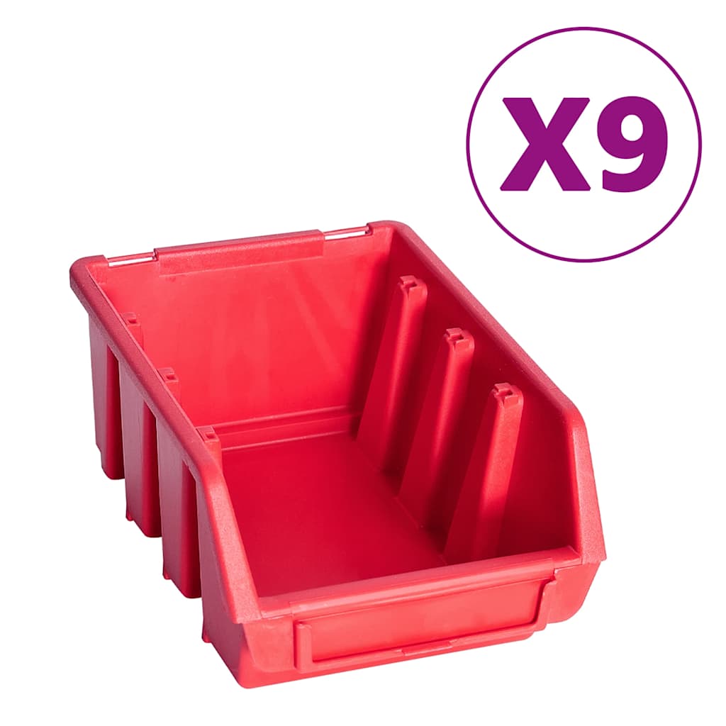 103 Piece Storage Bin Kit with Wall Panels Red and Black