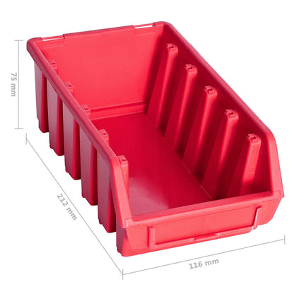 103 Piece Storage Bin Kit with Wall Panels Red and Black