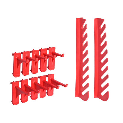 136 Piece Storage Bin Kit with Wall Panels Red and Black