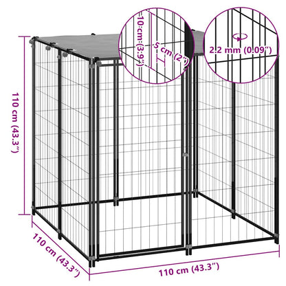 Dog Kennel Black 110x110x110 cm Steel