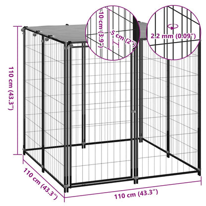 150781 vidaXL Dog Kennel Black 110x110x110 cm Steel