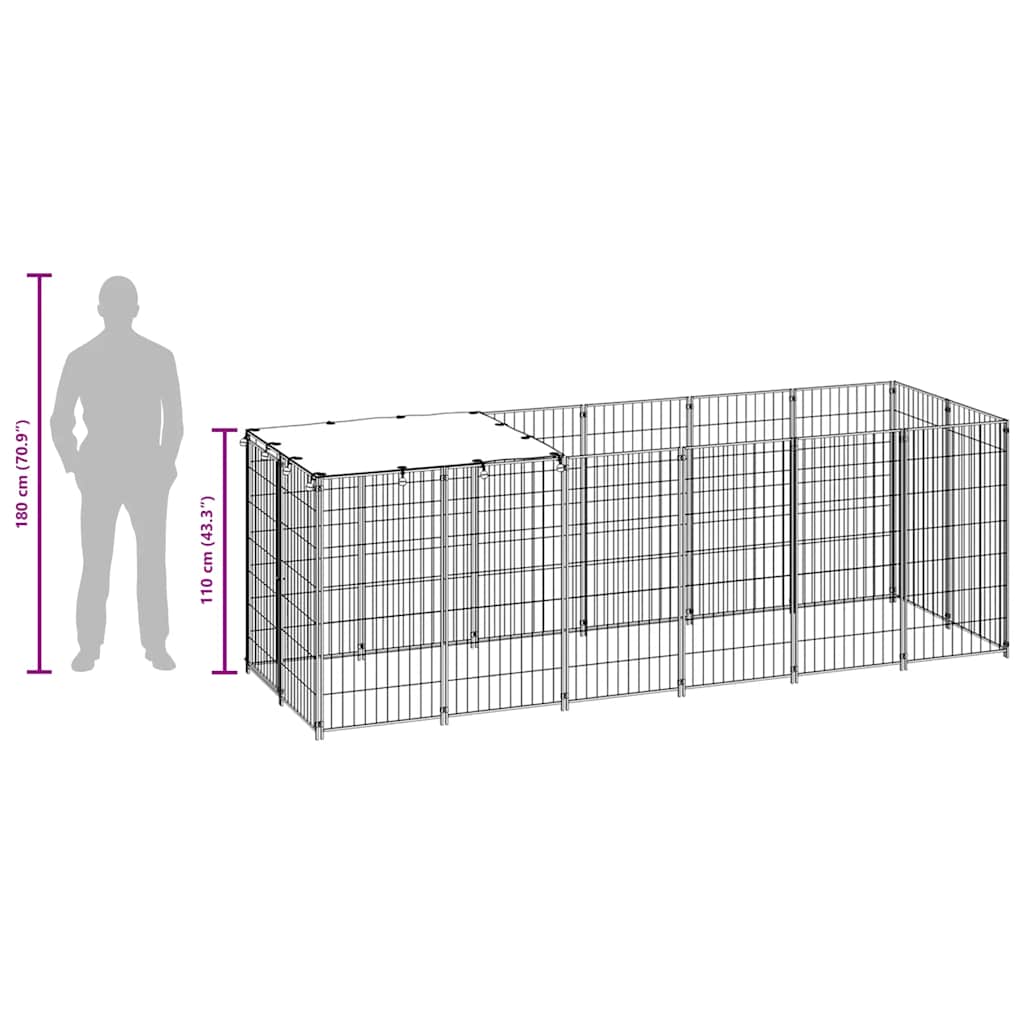 Dog Kennel Silver 330x110x110 cm Steel
