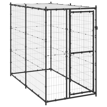 150795 vidaXL Outdoor Dog Kennel Steel with Roof 110x220x180 cm