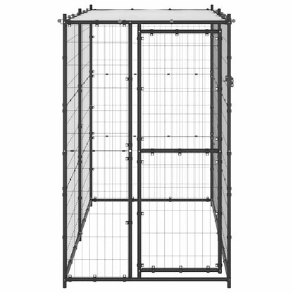150795 vidaXL Outdoor Dog Kennel Steel with Roof 110x220x180 cm