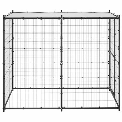 150795 vidaXL Outdoor Dog Kennel Steel with Roof 110x220x180 cm