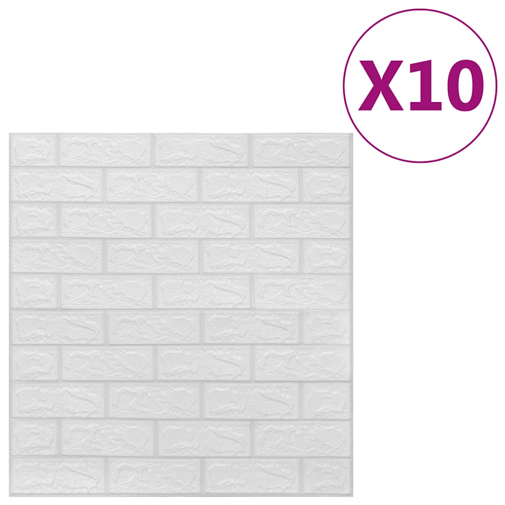 Wallpaper | Set of 10 | White | PE Foam | 70x77 cm | Wallpaper