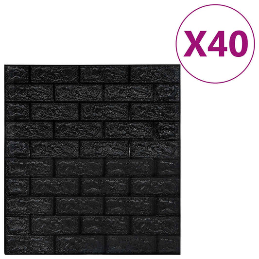 Wallpaper | Set of 40 | Black | PE Foam | 70 x 77 cm | Wallpaper