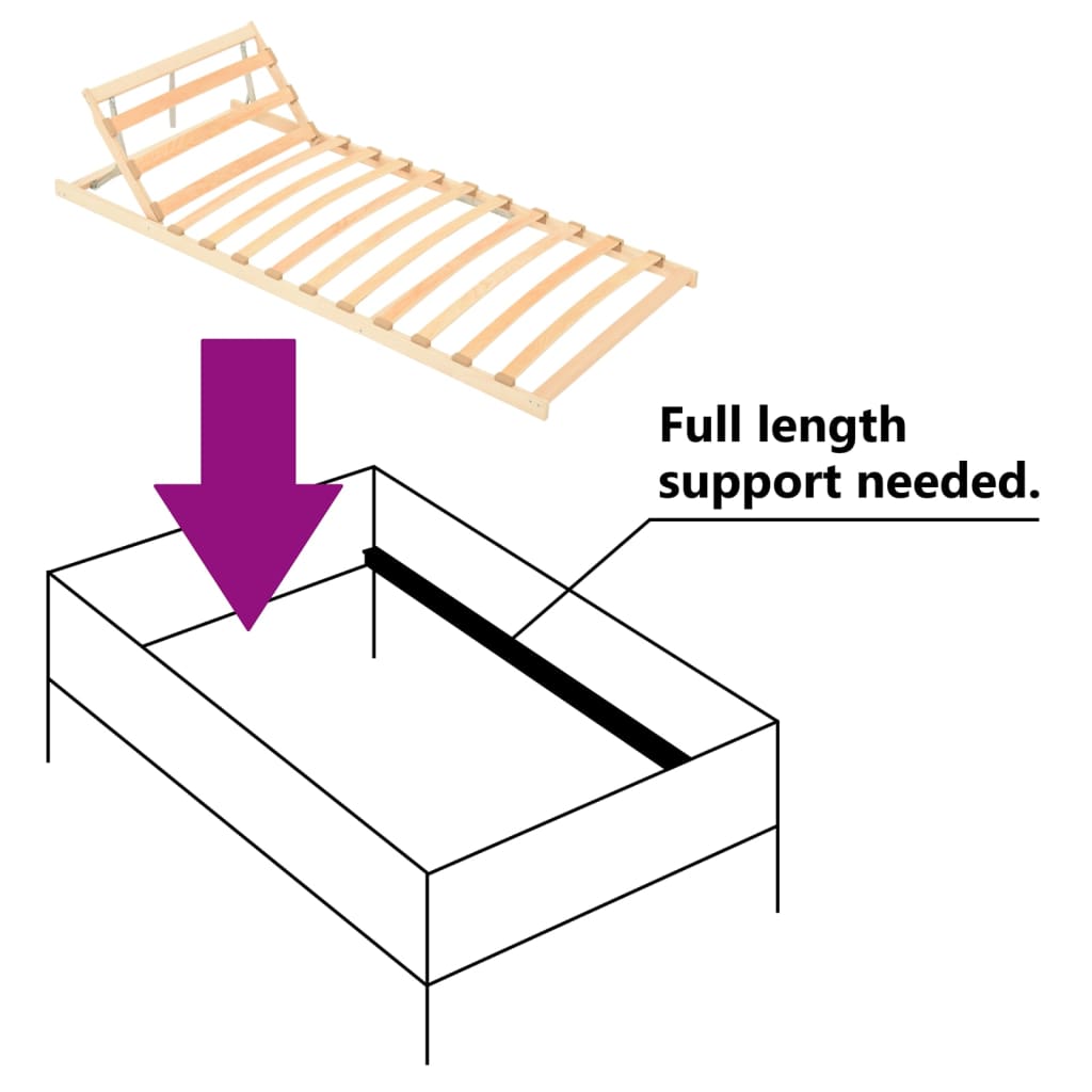 Slatted Bed without Mattress Base Adjustable Head 80x200cm