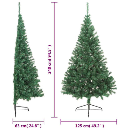 Fake Half Christmas Tree | Green | PVC, Steel | 240 cm | Ornaments