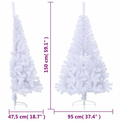 Artificial Half Christmas Tree with Stand White 150 cm PVC