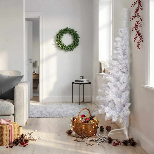 Artificial Half Christmas Tree with Stand White 150 cm PVC
