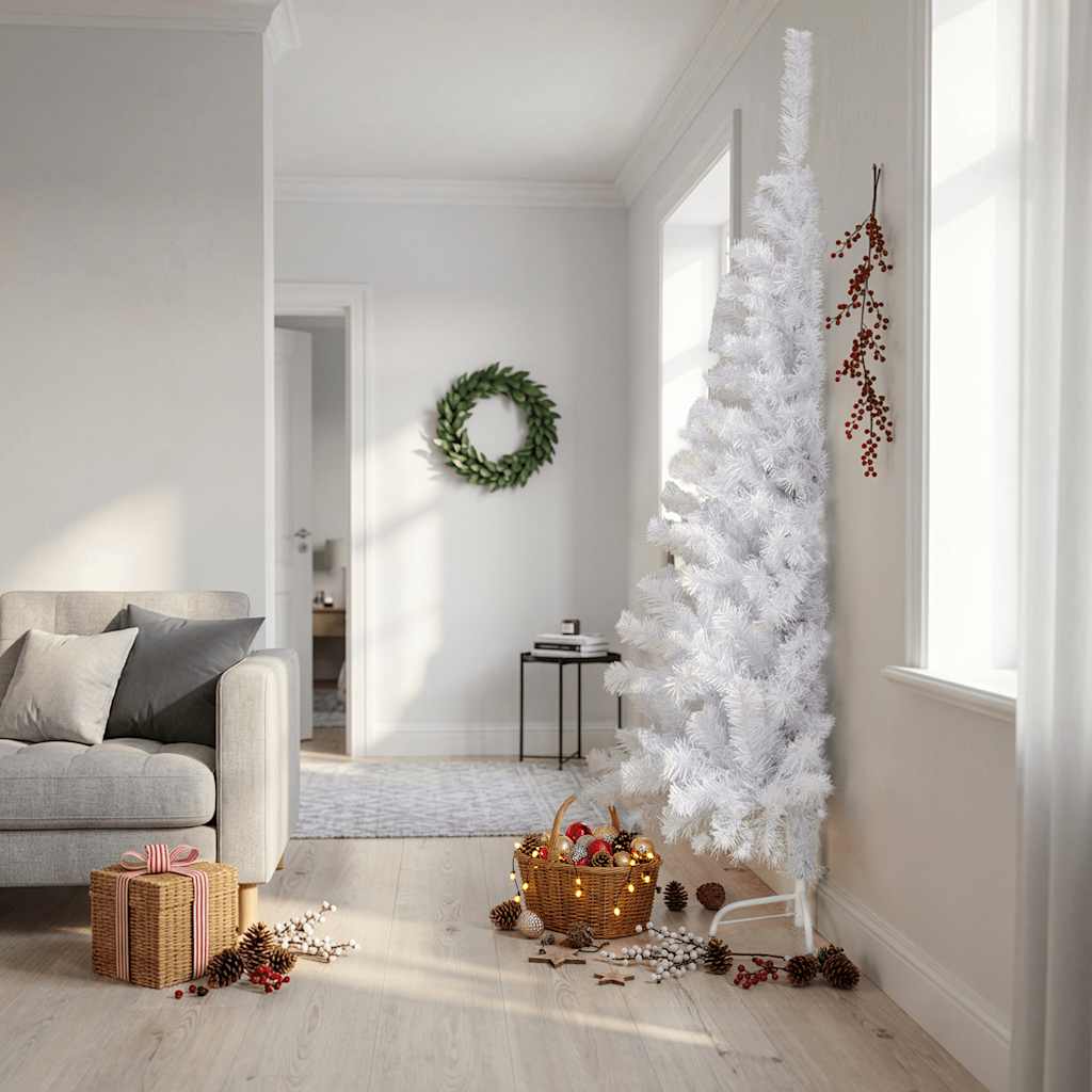 Artificial Half Christmas Tree with Stand White 210 cm PVC