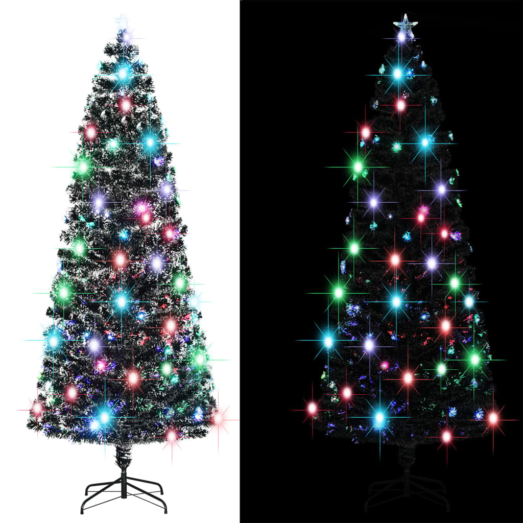 Pre-lit Christmas Tree Green and White 240 cm Fibre Optic