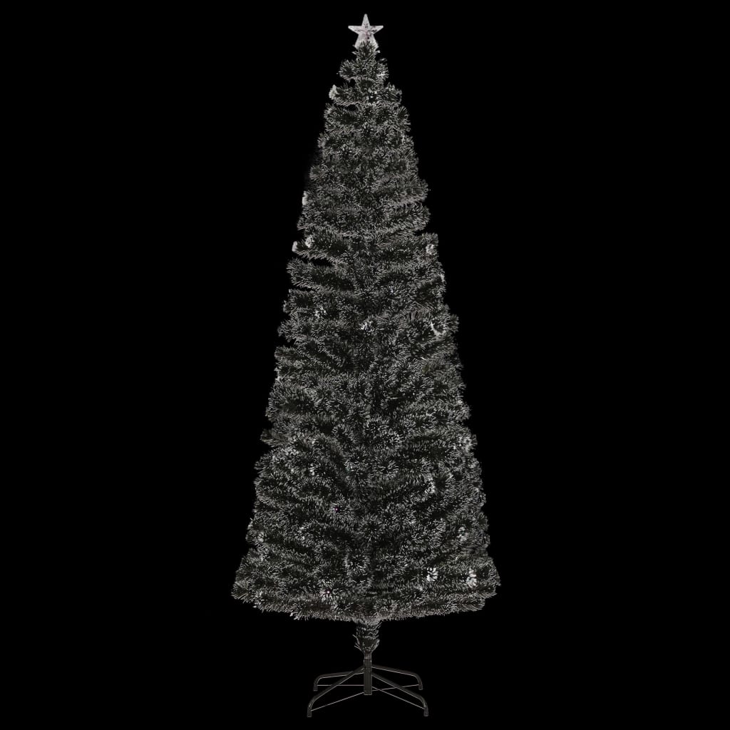 Pre-lit Christmas Tree Green and White 240 cm Fibre Optic