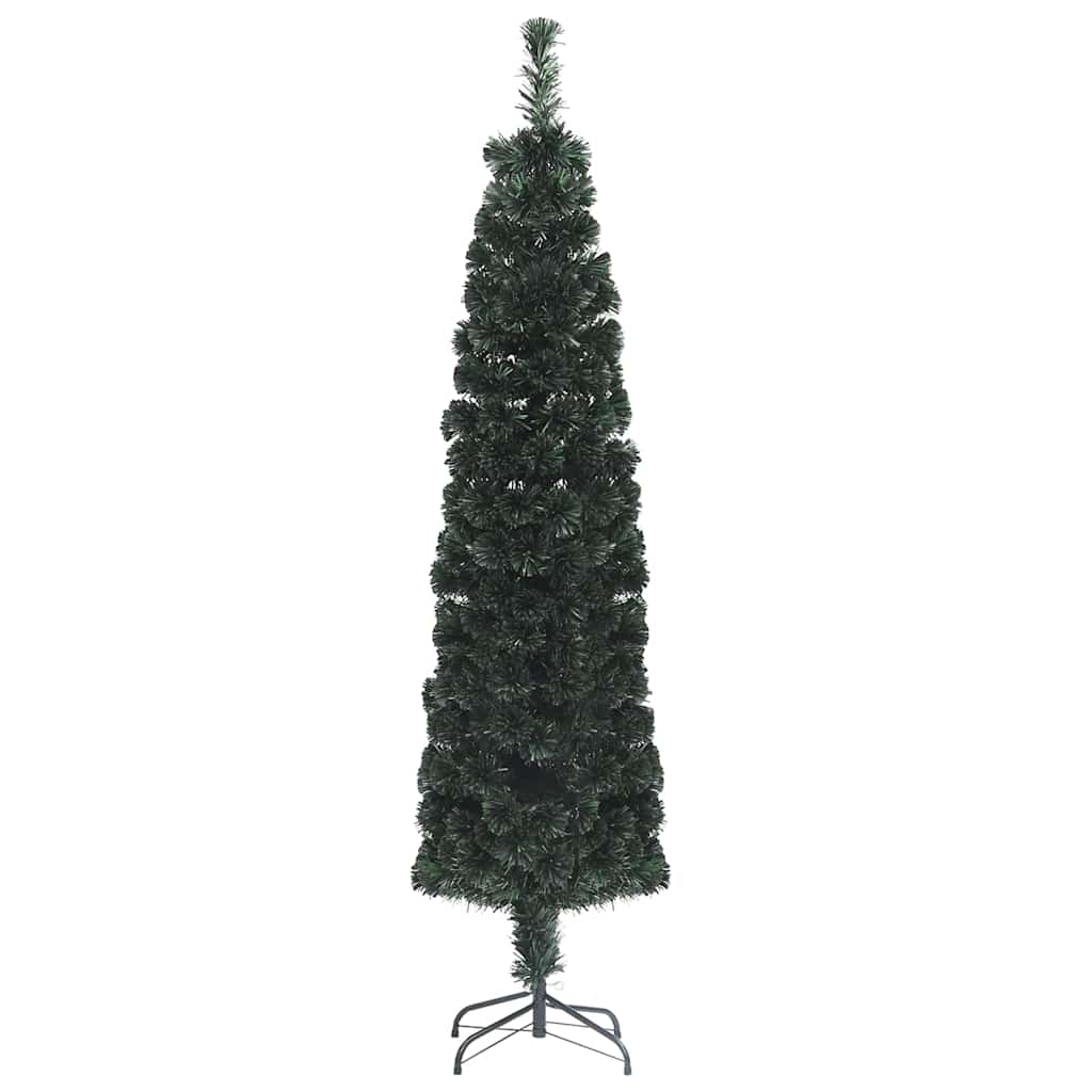 Artificial Slim Christmas Tree with Stand 210 cm Fibre Optic