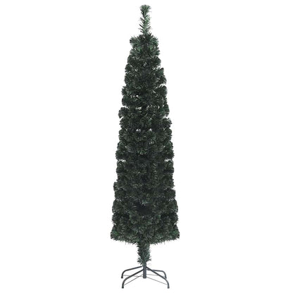 Artificial Slim Christmas Tree with Stand 210 cm Fibre Optic