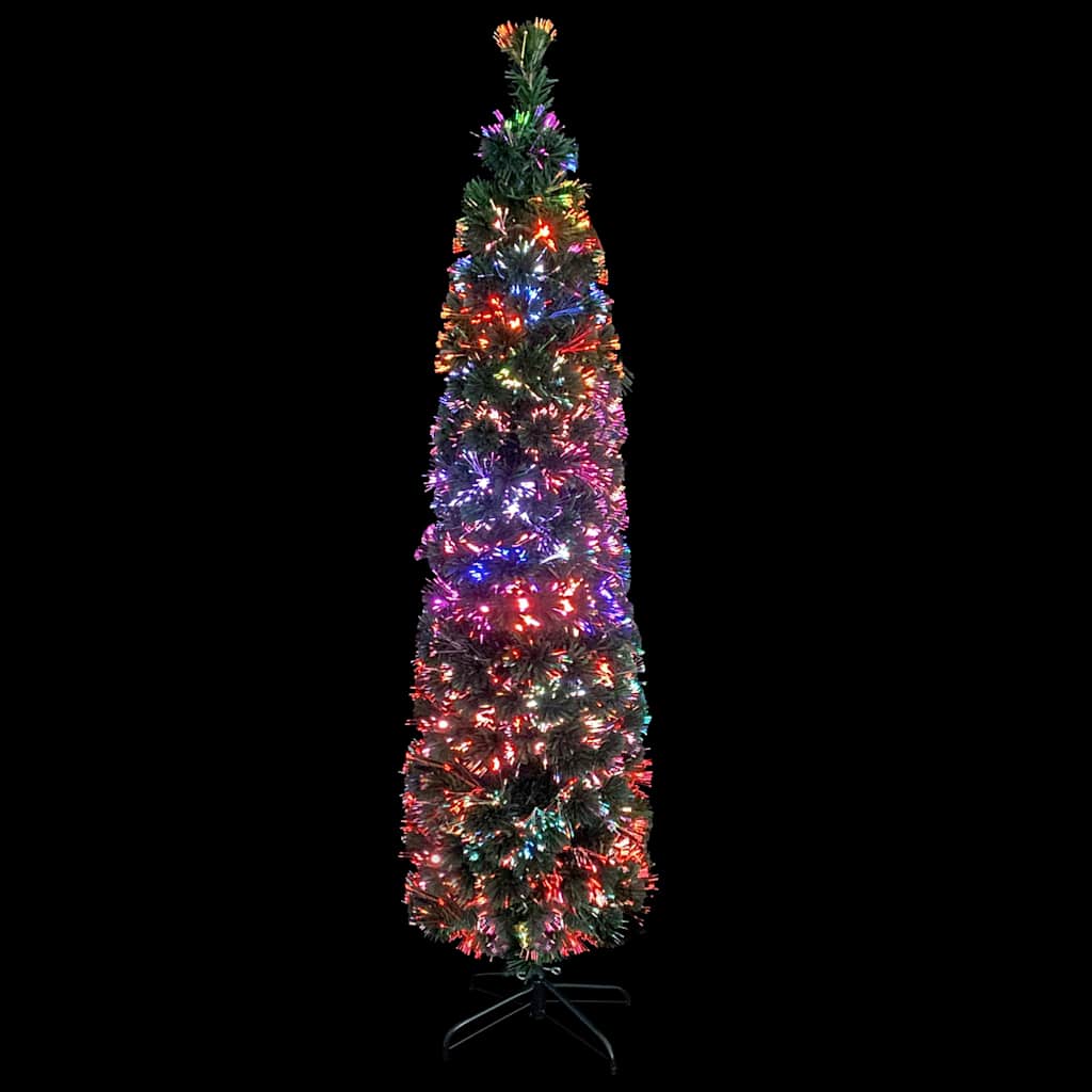 Artificial Slim Christmas Tree with Stand 210 cm Fibre Optic