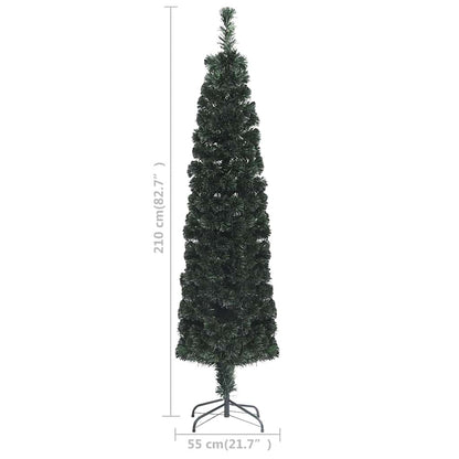 Artificial Slim Christmas Tree with Stand 210 cm Fibre Optic