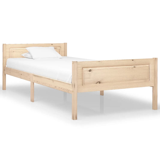 Bed Frame | Natural Wood | Solid Pinewood, Plywood | 100x200 cm