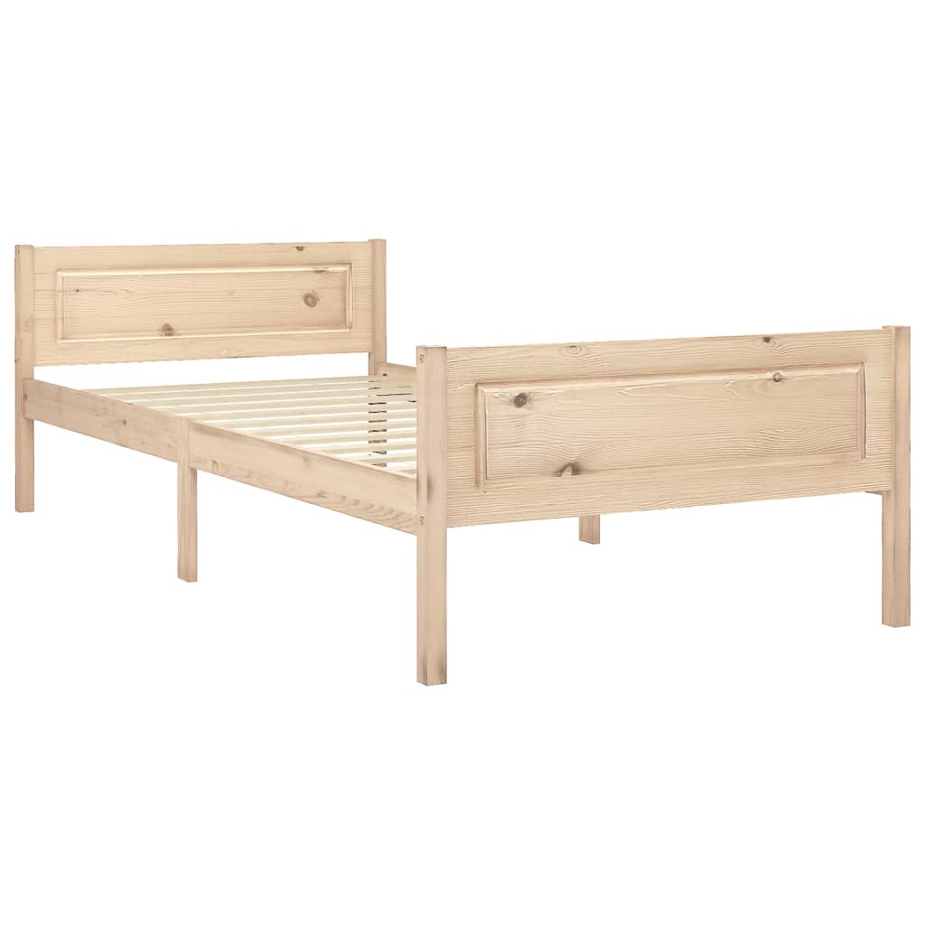 Bed Frame | Natural Wood | Solid Pinewood, Plywood | 100x200 cm