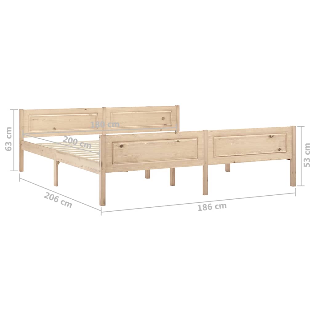 Bed Frame | Natural Wood | Solid pine wood, plywood | Super King