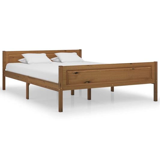 Bed Frame | Honey brown | Solid pinewood, plywood | Double