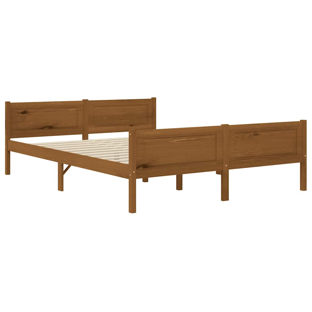 Bed Frame | Honey brown | Solid pinewood, plywood | Double