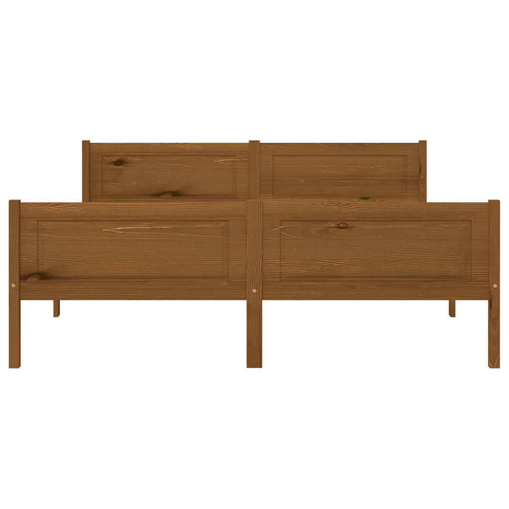 Bed Frame without Mattress Solid Pinewood Honey Brown 140x200 cm