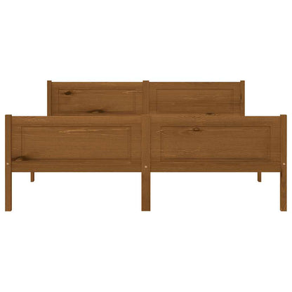 Bed Frame without Mattress Solid Pinewood Honey Brown 140x200 cm