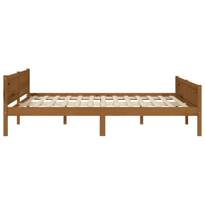 Bed Frame without Mattress Solid Pinewood Honey Brown 140x200 cm
