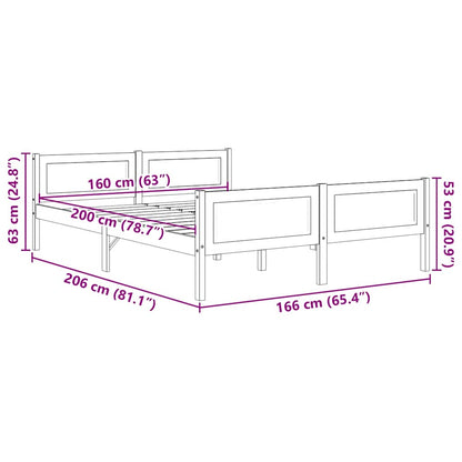 Bed Frame | Grey | Solid pinewood, plywood | Double | Durable | Bed Frame