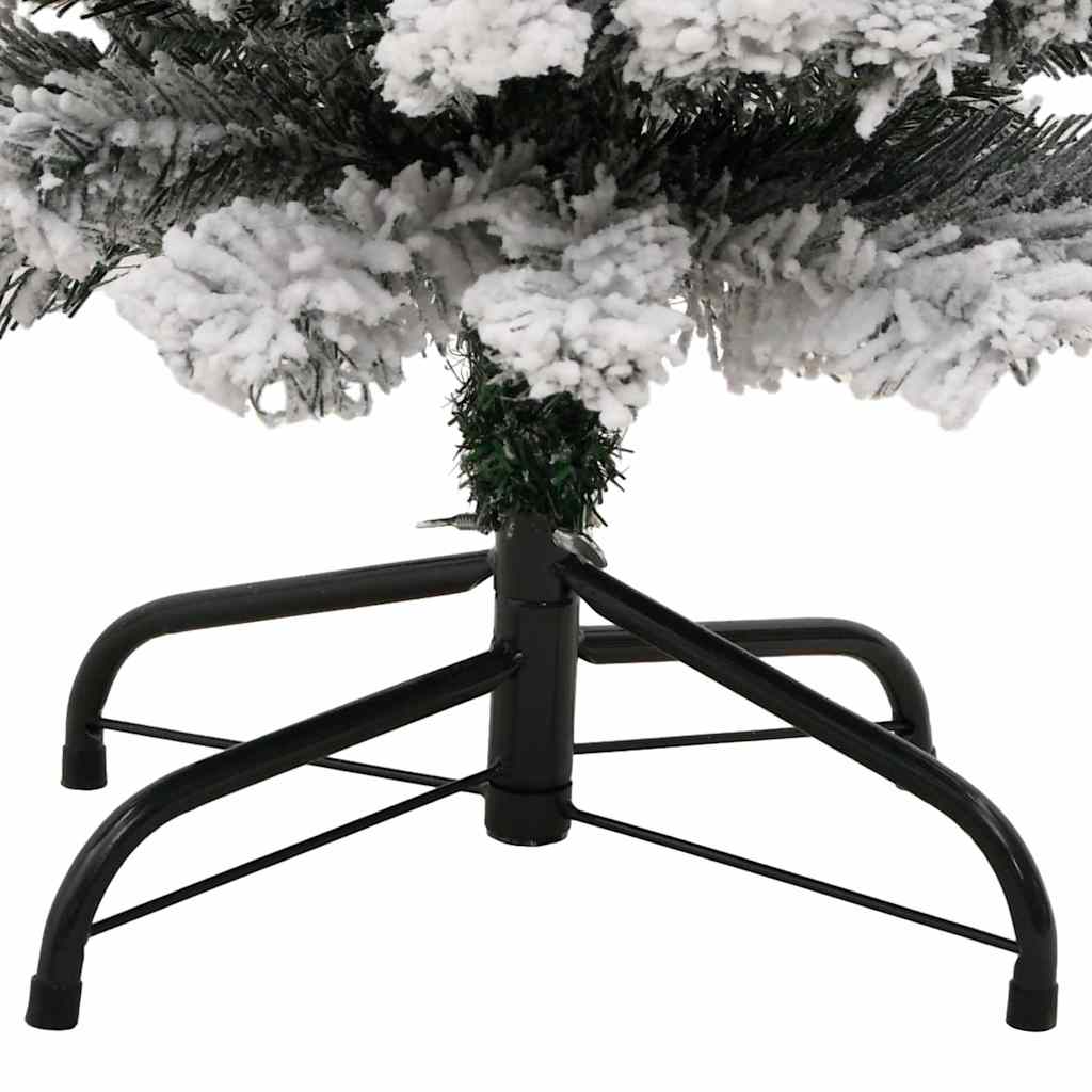 Slim Artificial Christmas Tree with Flocked Snow Green 120 cm PVC