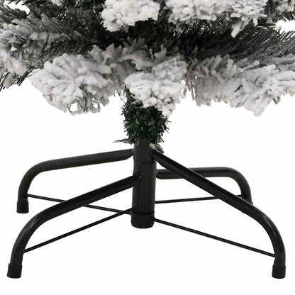 Slim Artificial Christmas Tree with Flocked Snow Green 120 cm PVC