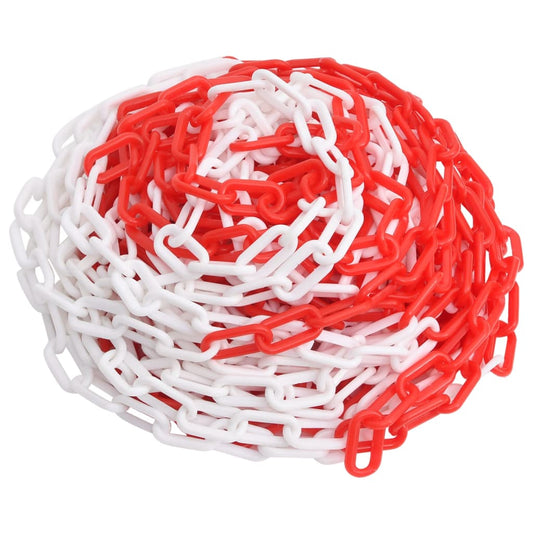 150928 vidaXL Warning Chain Red and White 100 m Ø8 mm Plastic