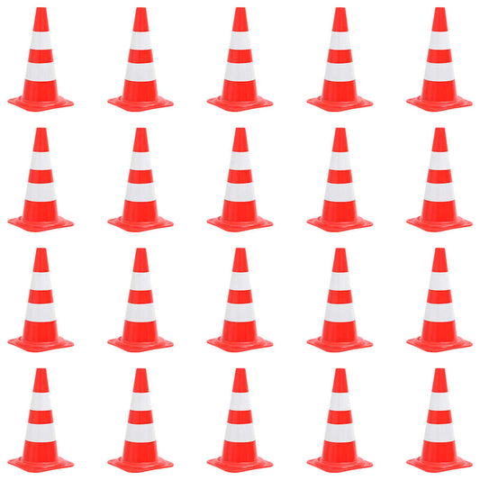 150947 vidaXL Reflective Traffic Cones 20 pcs Red and White 50 cm