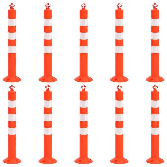 150964 vidaXL Traffic Control Bollards 10 pcs with Chain 75 cm PE