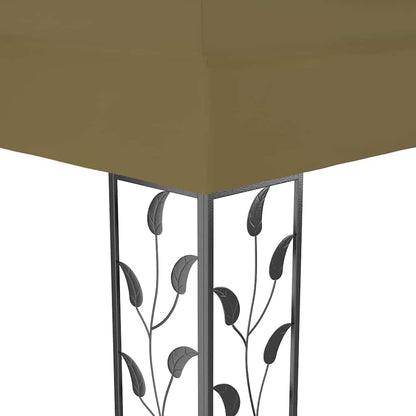 Gazebo with Double Roof&LED String Lights 3x4 m Taupe