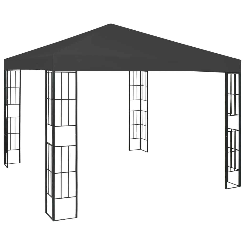 3070322 vidaXL Gazebo with LED String Lights 3x3 m Anthracite (47984+315536)