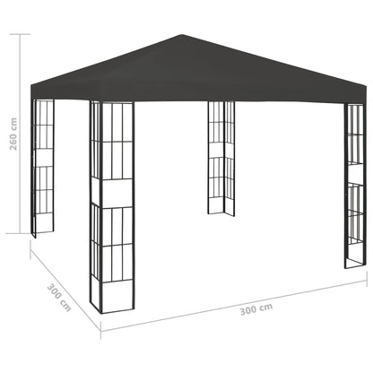 3070322 vidaXL Gazebo with LED String Lights 3x3 m Anthracite (47984+315536)