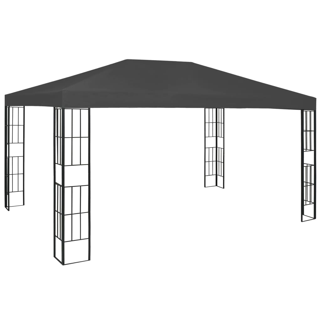 3070323 vidaXL Gazebo with LED String Lights 3x4 m Anthracite (47985+315536)