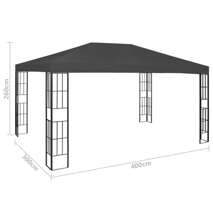 3070323 vidaXL Gazebo with LED String Lights 3x4 m Anthracite (47985+315536)