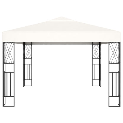 Gazebo with LED String Lights 3x4 m Cream Fabric