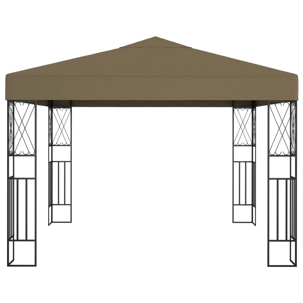 Gazebo with LED String Lights 3x3 m Taupe Fabric