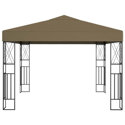 Gazebo with LED String Lights 3x3 m Taupe Fabric