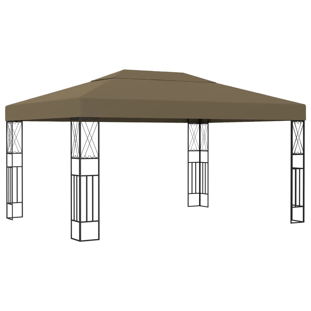 Gazebo with LED String Lights 3x4 m Taupe Fabric