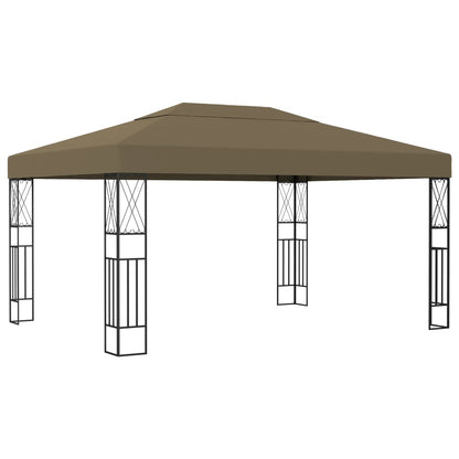 Gazebo with LED String Lights 3x4 m Taupe Fabric
