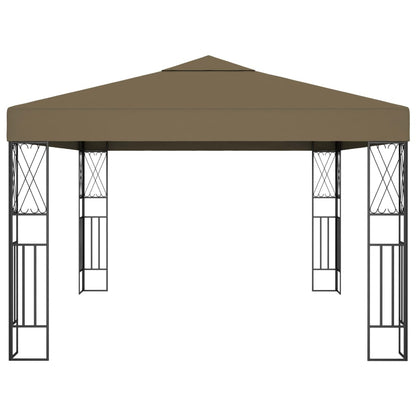 Gazebo with LED String Lights 3x4 m Taupe Fabric