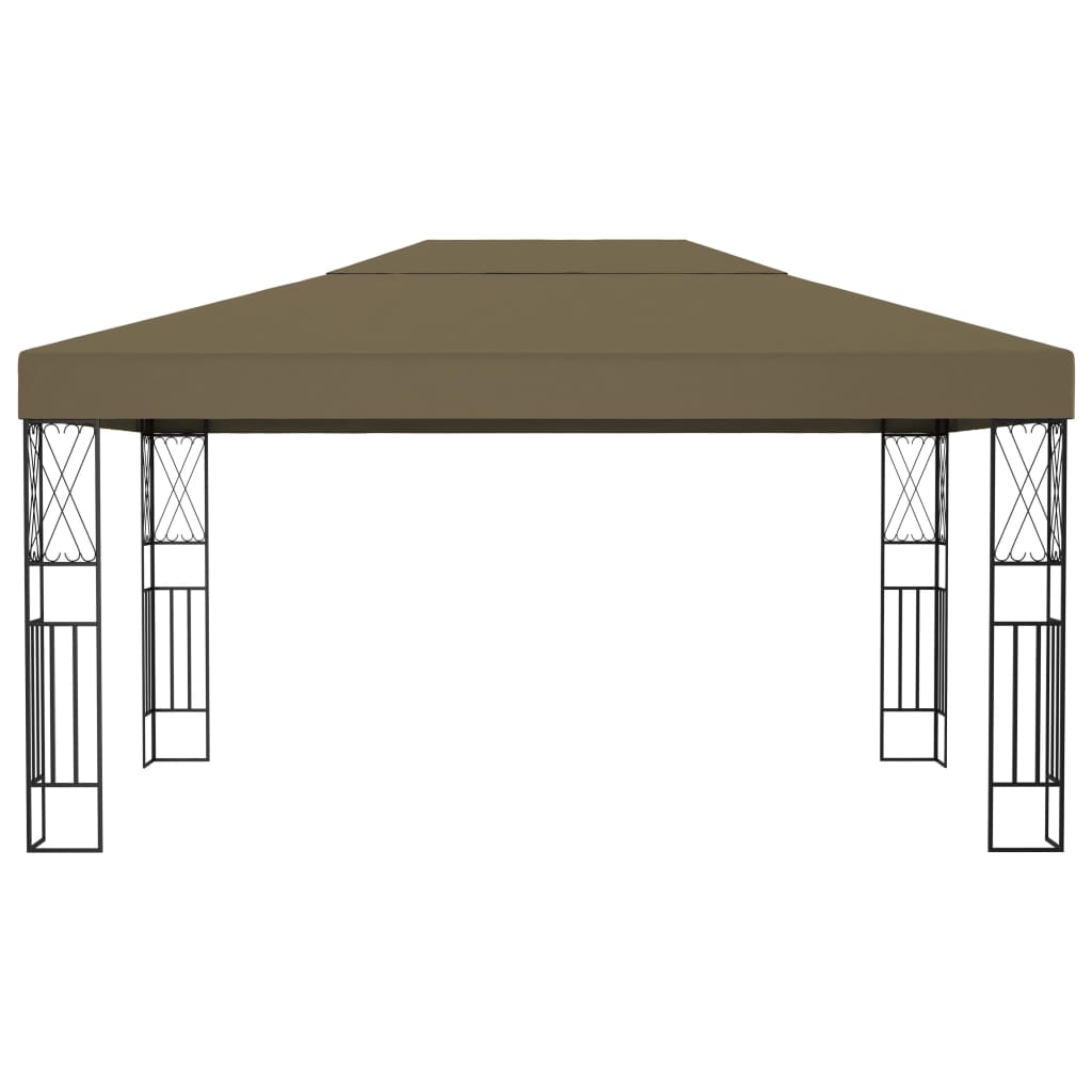Gazebo with LED String Lights 3x4 m Taupe Fabric
