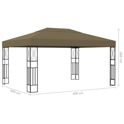 Gazebo with LED String Lights 3x4 m Taupe Fabric
