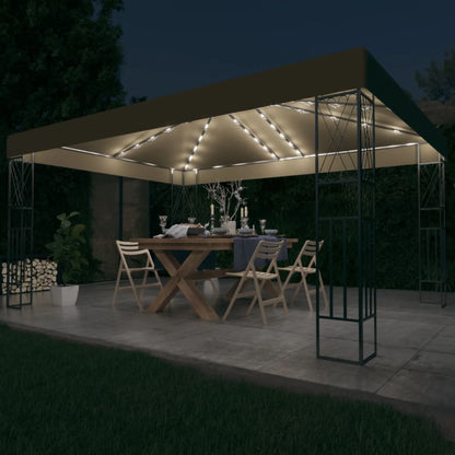 Gazebo with LED String Lights 3x4 m Taupe Fabric
